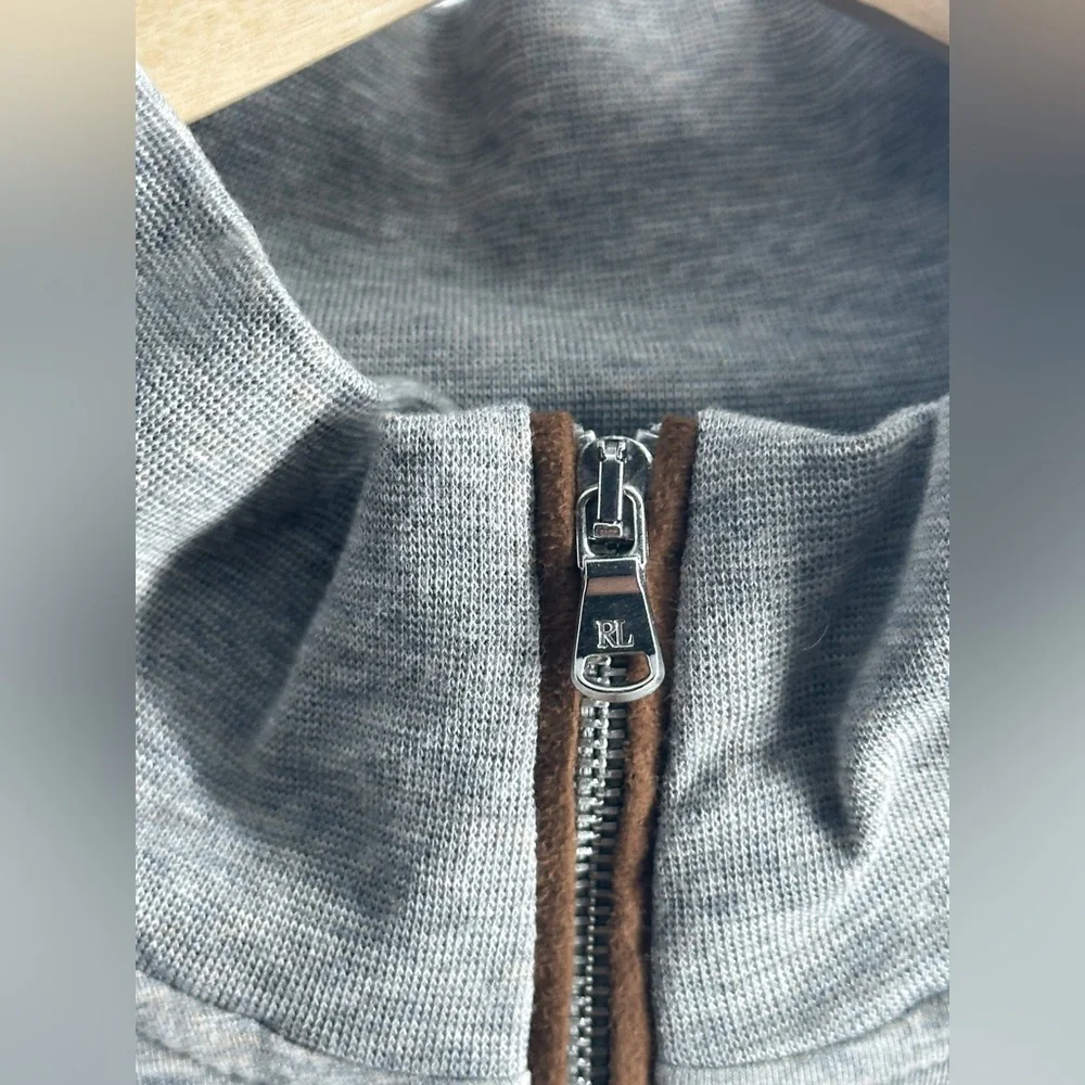 NWT Polo golf Ralph Lauren gray cotton blend quarter zip sweater